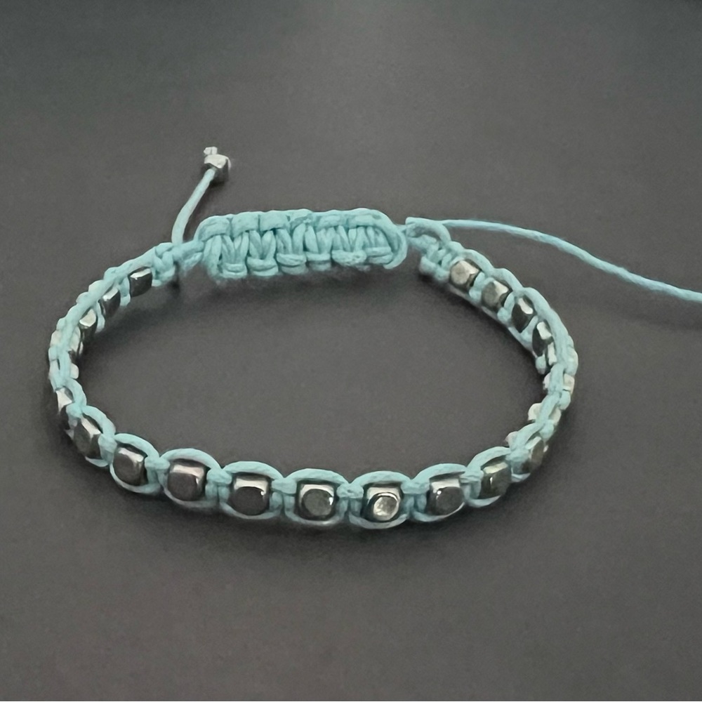 Light Blue Handmade Beaded Macrame Bracelet